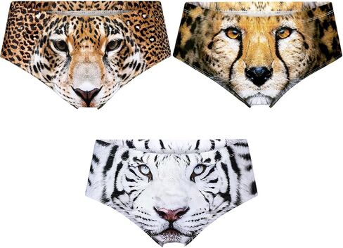 3 Pcs Women's Funny Naughty 3D Printed Cat Tail Underwears Sexy Briefs with Cute Ears Bachelorette Party Gifts in Saudi Arabia