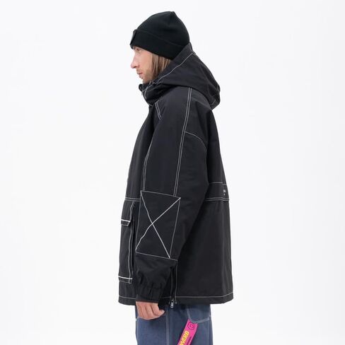 Snowshred Men's Baggy Snowboard Jacket Winter Waterproof Insulated Mountain Jacket with Hood for Winter Outdoor Sports in Kuwait