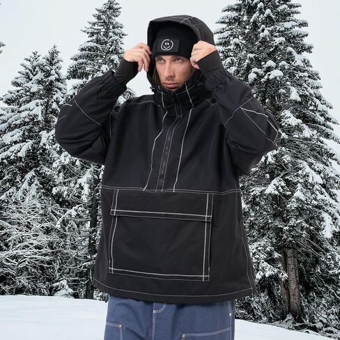 Snowshred Men's Baggy Snowboard Jacket Winter Waterproof Insulated Mountain Jacket with Hood for Winter Outdoor Sports in Kuwait