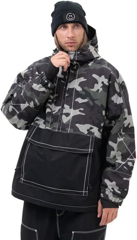 Snowshred Men's Baggy Snowboard Jacket Winter Waterproof Insulated Mountain Jacket with Hood for Winter Outdoor Sports in Kuwait
