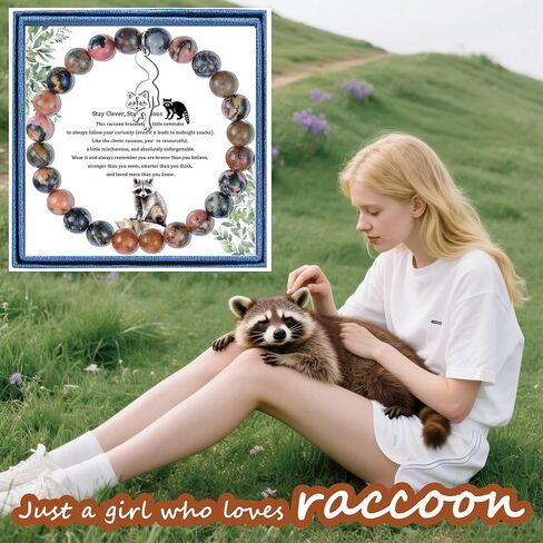 LIUANAN الراكون سحر سوار للنساء بيكاسو جاسبر روح الحيوان المجوهرات القدرة على التكيف حماية الإبداع هدية لأمها الجدة ابنة ابنة أخت عيد ميلاد in Kuwait