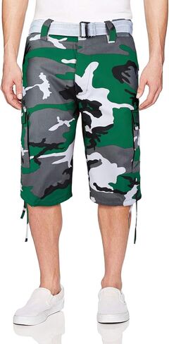 VKWEAR للرجال الجيش العسكري العسكري النحيف شورت البضائع التمويه مع حزام in Kuwait