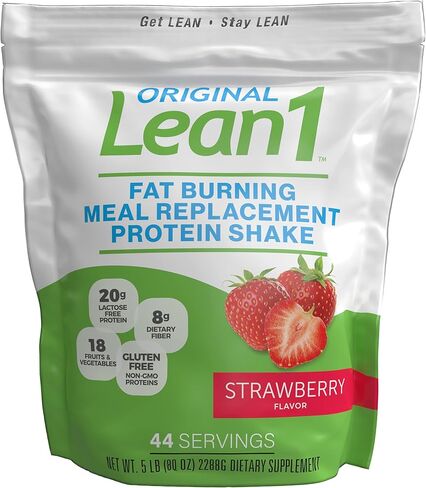 مخفوق البروتين البديل للوجبة من لين 1، بنكهة الفراولة، 44 حصة في كيس بوزن 5 رطل in Kuwait