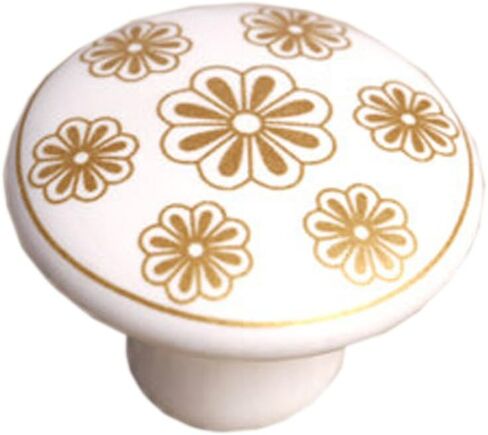 1.5 x 1.5 x 1 in. Ceramic Kids & Adult Drawer & Cabinet Handles & Pulls Gold Flower - Set of 3 in Saudi Arabia