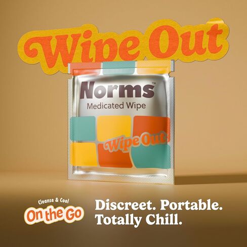 Norms Wipe Outs Hemorrhoid Wipes, 24 Individually Wrapped Witch Hazel Wipes with Aloe to Soothe and Cool Itching, Burning and Irritation, Flushable Septic Safe, Plant Based & Plastic-Free in Saudi Arabia