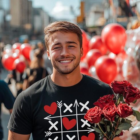 تي شيرت مهرجان عيد الحب من Mrocioa للرجال باللون الأحمر والأبيض الأمريكي مخطط على شكل قلب مقاس M كبير XL XXL 3XL in Kuwait
