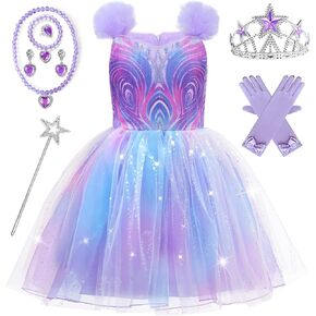 Esvaiy شريرة غليندا زي الفتيات تول الترتر فستان مع الملحقات فستان غليندا للفتيات هالوين عيد الميلاد تأثيري in Kuwait