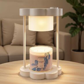 Xuoity Cloud Candle Warmer Lamp مع باهتة، مؤقت 0-6 ساعات، ظل زجاجي مع نقل الضوء، ديكور منزلي أنيق، هدية الترحيب بالمنزل، سخان شموع معطرة، هدية للأم، عاجي in Kuwait