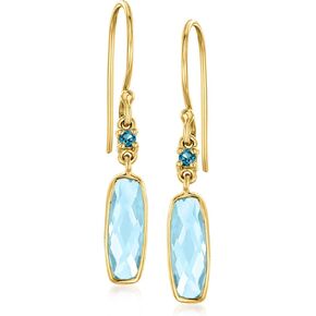 Ross-Simons 3.30 ct. t.w. Sky and London Blue Topaz Drop Earrings in 18kt Gold Over Sterling in Saudi Arabia