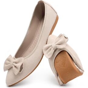 FUDYNMALC Womens Ballet Flats Shoes: Foldable Dressy Wedding Ballerina Shoes Sparkly Bowknot Pointed Toe Slip on Walking Loafers in Kuwait
