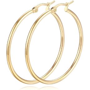 14K Gold Hoop Earrings for Women 14K Gold Earrings Classic Shiny Gold Earring for Women in Kuwait