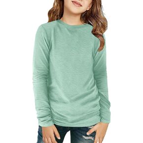 ZDC Girls Long Sleeve T Shirts Kids Crewneck Fall Winter Tops Basic Tees 5-14 Years in Kuwait