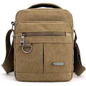Mens Crossbody Bag Canvas Messenger Bag for Men, Vintage Shoulder Bag Multiple Pockets with Adjustable Strap and Handle in Saudi Arabia