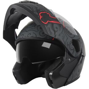 SPARK DOT Approved Modular Flip-Up Dual Visor Motorcycle Full Face Helmet for Adults Men & Women (Carbon Fiber, Large) in Kuwait