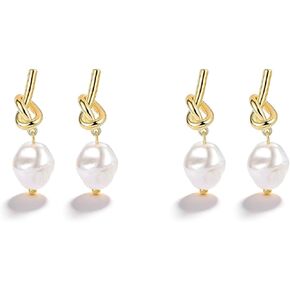 Bridesmaid Gifts for Wedding Day Bridesmaid Earrings Gold Set Knot Pearl Earrings for Bridesmaids Dresses Gift for Wedding Day in Saudi Arabia