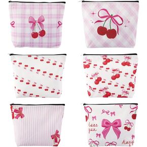 JFEHBFL 10 Pcs Pink Bow Makeup Bag Coquette Pink Bow Cosmetic Bag for Women Bow Themed Travel Zipper Pouch Coquette Party Favor for Birthday Christmas Graduation in Saudi Arabia
