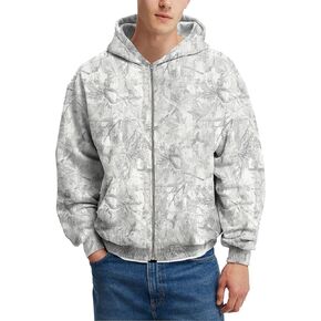 Dsewpaur Men Camo Zip Up Hoodie Jackets Maple Leaf Print Fleece Hunting Oversized Hooded Sweatshirt Pullover Clothes in Kuwait