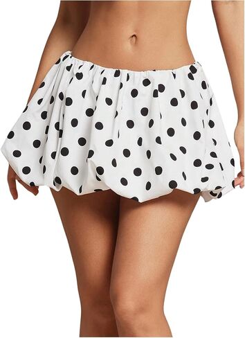 SweatyRocks Women's Polka Dots Print Bubble Skirt Y2k Summer Casual Low Rise Mini Skirts in Saudi Arabia