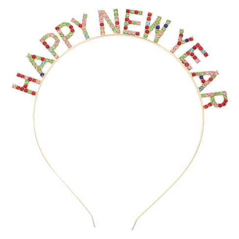 عصابة رأس Beaupretty Happy New Year من الكريستال اللامع، أغطية رأس للحفلات، تاج عيد الميلاد للنساء والأطفال والبنات in Kuwait