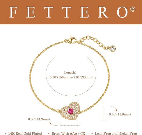 Fettero الذهب القلب أساور للنساء سحر سوار 14K مطلية بالذهب لذيذ سلسلة الحب القلب سوار مجوهرات هدية عيد الحب in Kuwait
