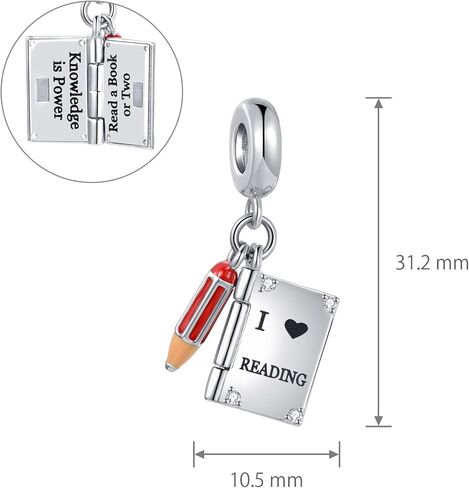 LSxAB I Love Reading Book Charm Compatible with Pandora Charms Bracelets for Women Birthday Gifts in Saudi Arabia