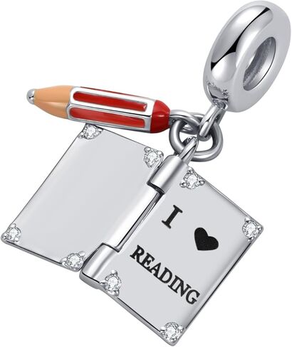 LSxAB I Love Reading Book Charm Compatible with Pandora Charms Bracelets for Women Birthday Gifts in Saudi Arabia