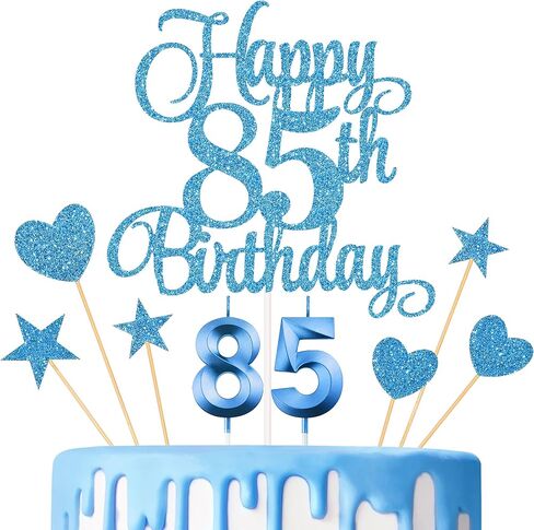 زينة كعكة عيد الميلاد الـ 85، شموع عيد الميلاد الـ 85، شموع أرقام الكيك ومجموعة أغطية كعكة عيد الميلاد الـ 85 اللامعة لمستلزمات حفلات أعياد الميلاد (ذهبي) in Kuwait