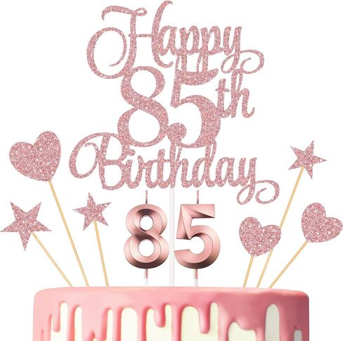 زينة كعكة عيد الميلاد الـ 85، شموع عيد الميلاد الـ 85، شموع أرقام الكيك ومجموعة أغطية كعكة عيد الميلاد الـ 85 اللامعة لمستلزمات حفلات أعياد الميلاد (ذهبي) in Kuwait
