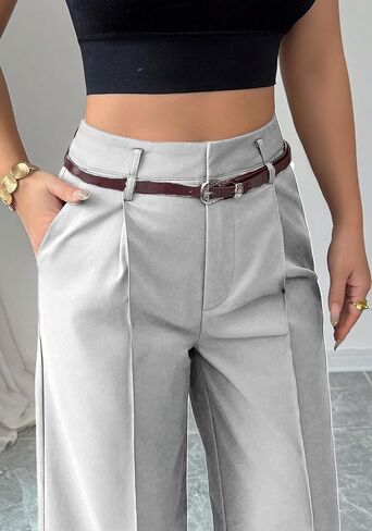 Quzzion Women's Wide Leg Pants High Waisted Dressy Business Pants Straight Leg Casual Trousers with Pockets in Saudi Arabia