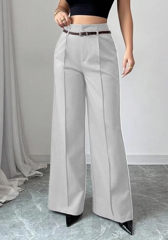 Quzzion Women's Wide Leg Pants High Waisted Dressy Business Pants Straight Leg Casual Trousers with Pockets in Saudi Arabia