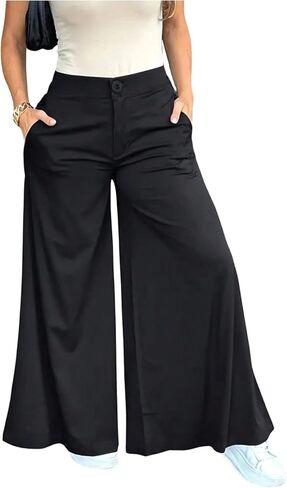 GORGLITTER Women's Wide Leg Long Loose Pants High Waist Loose Long Flowy Palazzo Work Pants with Pockets 2026 in Saudi Arabia