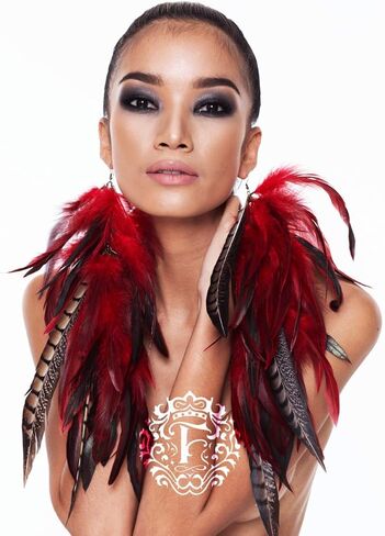 Luxurious Red Feather Dangle Earrings - Extra Long Statement Jewelry, Christmas & New Year's Eve Party Accessory in Saudi Arabia