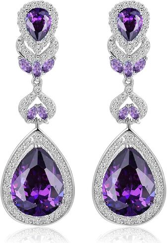 CWWZircons Cubic Zirconia Long Big Teardrop Dangle Bridal Wedding Earrings for Women Brides in Saudi Arabia
