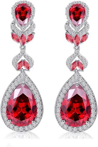 CWWZircons Cubic Zirconia Long Big Teardrop Dangle Bridal Wedding Earrings for Women Brides in Saudi Arabia