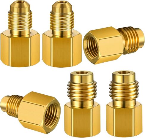 2 Pieces 6015 R134A Brass Refrigerant Tank Adapter to R12 Fitting Adapter 1/2 Female to 1/4 Male Flare Adaptor Valve Core and 6014 Vacuum Pump Adapter 1/4 Inch Flare Female to 1/2 Inch Male in Saudi Arabia