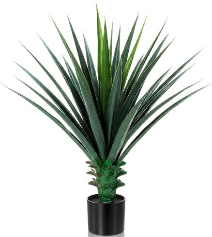 Giegxin 1 Piece 32" Tall Artificial Spiked Agave Plant Potted Faux Agave Plants UV Resistant Large Realistic Artificial Greenery Outdoor Indoor for Housewarming Gift House Garden Bathroom in Saudi Arabia