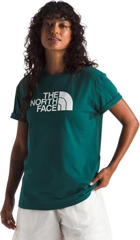 تي شيرت نسائي بأكمام قصيرة بنصف قبة من The North Face - تي شيرت برسومات الشعار الكلاسيكي، نسيج قطني ناعم in Kuwait
