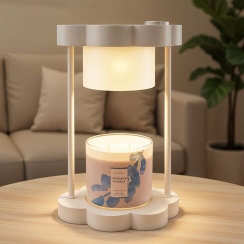 Xuoity Cloud Candle Warmer Lamp مع باهتة، مؤقت 0-6 ساعات، ظل زجاجي مع نقل الضوء، ديكور منزلي أنيق، هدية الترحيب بالمنزل، سخان شموع معطرة، هدية للأم، عاجي in Kuwait