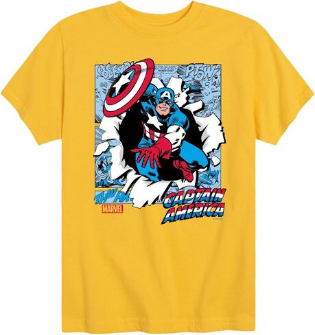 تي شيرت Marvel Captain America - لوحات - بأكمام قصيرة للأطفال والشباب in Saudi Arabia