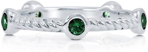 BERRICLE Sterling Silver Bubble Simulated Emerald Cubic Zirconia CZ Stackable Cable Fashion Anniversary Band for Women, Rhodium Plated in Saudi Arabia