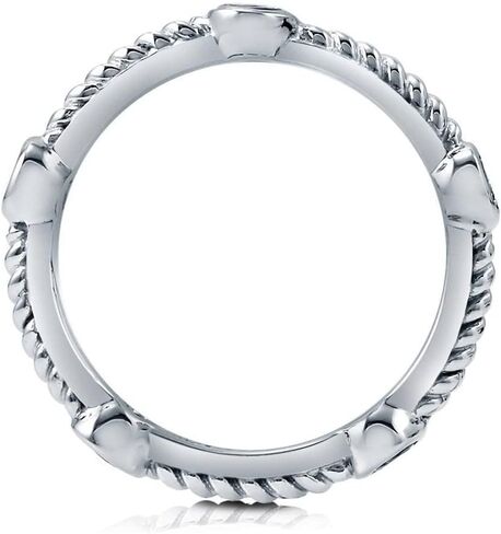 BERRICLE Sterling Silver Bubble Simulated Emerald Cubic Zirconia CZ Stackable Cable Fashion Anniversary Band for Women, Rhodium Plated in Saudi Arabia
