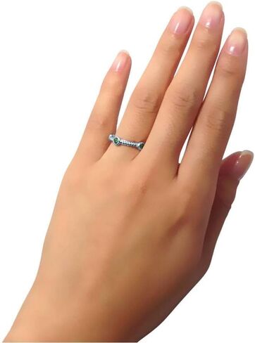 BERRICLE Sterling Silver Bubble Simulated Emerald Cubic Zirconia CZ Stackable Cable Fashion Anniversary Band for Women, Rhodium Plated in Saudi Arabia