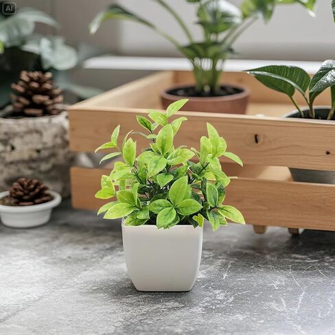 1 Pack Fake Plants Small Artificial Plants Indoor Greenery Potted for Home Decor Office Desk Table Room Farmhouse Bathroom Decor in Saudi Arabia