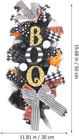 إكليل الهالوين للباب الأمامي، 19 بوصة إكليل لتزيين الهالوين - ديكور شرفة من الشاش مصنوع يدويًا مع قوس لمزرعة تفضل خدعة الدعائم العلاجية in Kuwait