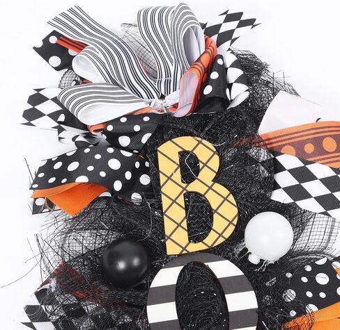 إكليل الهالوين للباب الأمامي، 19 بوصة إكليل لتزيين الهالوين - ديكور شرفة من الشاش مصنوع يدويًا مع قوس لمزرعة تفضل خدعة الدعائم العلاجية in Kuwait