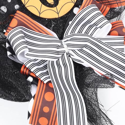 إكليل الهالوين للباب الأمامي، 19 بوصة إكليل لتزيين الهالوين - ديكور شرفة من الشاش مصنوع يدويًا مع قوس لمزرعة تفضل خدعة الدعائم العلاجية in Kuwait