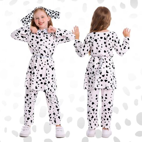 Marendyee 101 Days of School Dalmatian Costume Kids with Accessories Toddler Long Sleeve Dalmatians Cosplay Outfit in Saudi Arabia