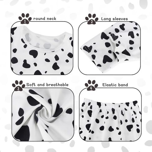 Marendyee 101 Days of School Dalmatian Costume Kids with Accessories Toddler Long Sleeve Dalmatians Cosplay Outfit in Saudi Arabia