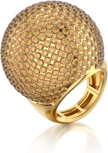 ZKBKJSPZJB Gold Snowball Rhinestone Cocktail Ring – Adjustable Stretch Sparkling Party Jewelry for Women, Elegant Costume Ring for Evening Wear, Wedding, Prom in Saudi Arabia