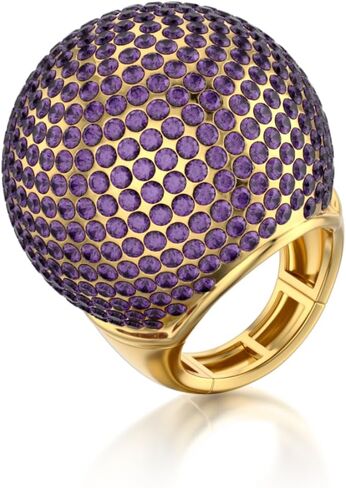 ZKBKJSPZJB Gold Snowball Rhinestone Cocktail Ring – Adjustable Stretch Sparkling Party Jewelry for Women, Elegant Costume Ring for Evening Wear, Wedding, Prom in Saudi Arabia